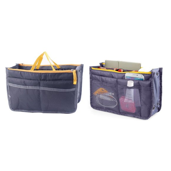 Travel Tote Handbag/Purse Insert Cosmetic Organizer (Gray) - Picture 1 of 7